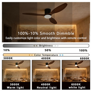 Lampadario a ventola moderno minimalista in noce nero da 52 pollici con LED a coda di pesce, telecomando, struttura in metallo, compatibile con AC 220V Agi32 - Product Image 3