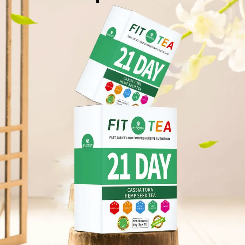 Venta caliente Etiqueta Privada pérdida de peso saludable Herbal Fit Tea Detox té adelgazante con Cassia tora té de semillas de cáñamo en Stock