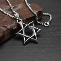 Collier gothique punk hexagramme vintage, chaîne en acier inoxydable 316l, accessoires luxueux imperméables pour hommes MGXL451