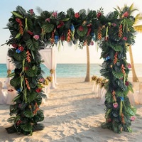 Arche de fleurs artificielles tropicales EG-FA125, grandes feuilles de palmier Monstera artificielles, résistantes aux intempéries, pour la décoration de la cérémonie de mariage