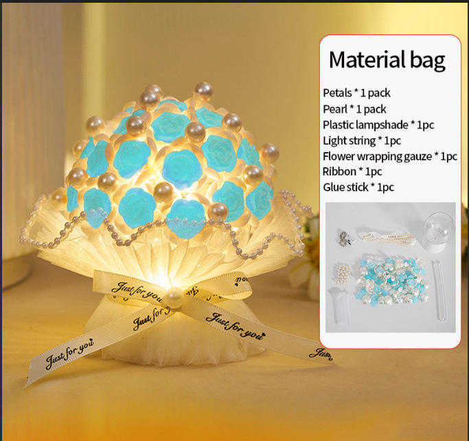 Light blue flocking rose night light