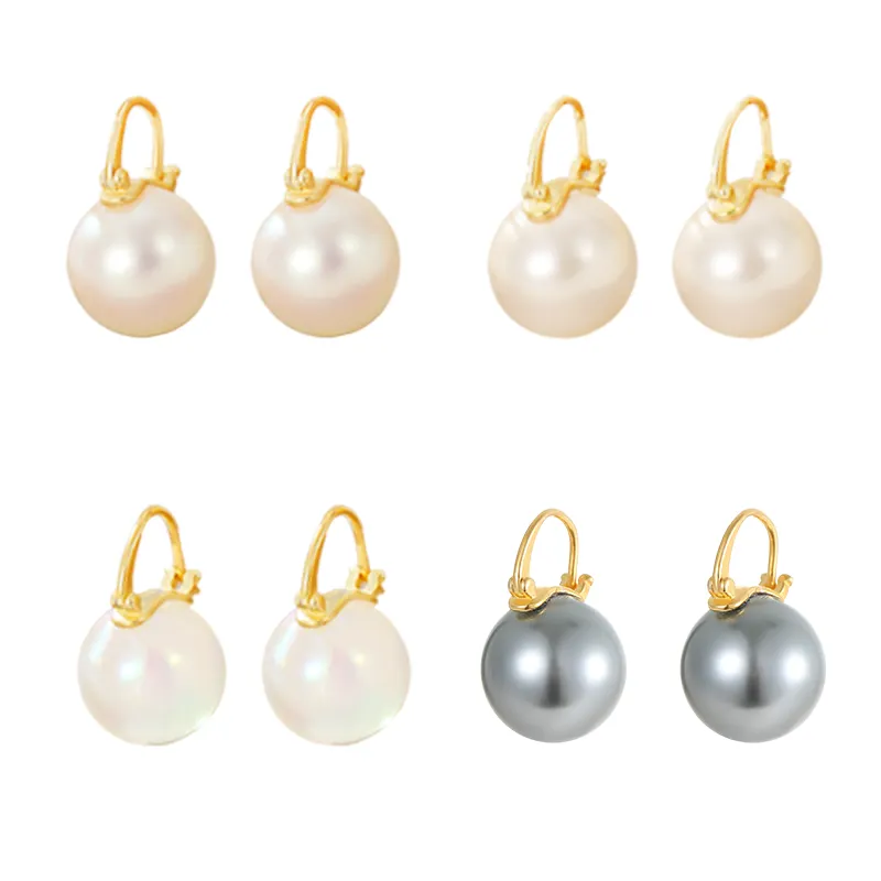 Eleganz Damen Perlenohrring S925 Sterling-Silber vergoldet runde Perlentropfenohrring Großhandel