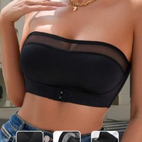 Lingerie sexy en maille de style européen, version sans bretelles, soutien-gorge à ouverture frontale anti-dérapant pour femmes