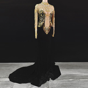 AD1394 Kimshein Elegent abiti da sera per donna strass maglia abito lungo scintillante abito da ballo da sera - Product Image 1