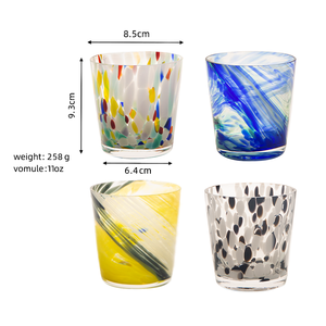 Haute qualité 11oz fait à la main épais résistant à la chaleur Transparent usage domestique coloré point boisson tasse tasse en verre - Product Image 6