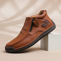 Chaussures montantes décontractées pour hommes, à enfiler, avec fermeture éclair latérale, bout rond et semelle en caoutchouc, pour la conduite