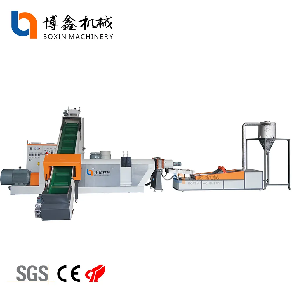 efficient auto double stage pelletizer machine PP PE material tray ton bags granulator extruder machine line