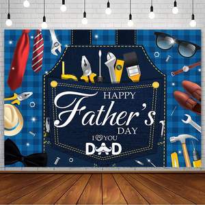 Toile de fond photographique pour la fête des pères, avec cravate rouge, outils, lunettes, décorations, bannière de fête « Merci <span class=keywords><strong>papa</strong></span> » personnalisable - Product Image 1