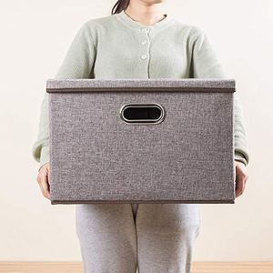 <b>Large</b> Collapsible Storage <b>Bins</b> Storage Boxes Linen Fabric Storage Cubes for Kids With Cover for Home Bedroom - Product Image 2