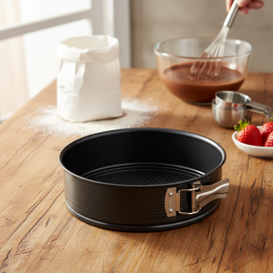 Ligne métallique noire 2-Bottom Springform Cake Tin 24cm Carré Plateau de cuisson en acier au carbone Passe au micro-ondes et au lave-vaisselle - Product Image 2