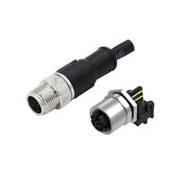 Conector Industrial RJ45 con Cable y Conector Recto de 4 Pines con Código D M12, Resistente al Agua IP67