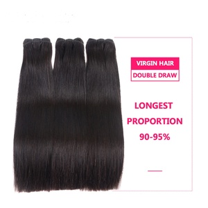 Guangzhou Garantie Cheveux Super Double Dessiné Vierge Brésilienne Non Transformés Cheveux Raides Tissage Bundles Fermeture Sans Perte - Product Image 6