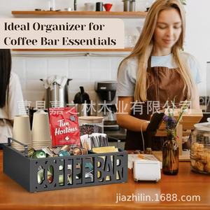 กล่องเก็บกาแฟไม้ กล่องจัดระเบียบหลายช่องสำหรับใช้ในห้องน้ำชาที่บ้าน - Product Image 1