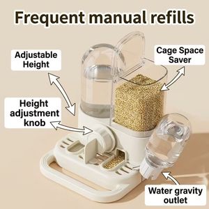 Automatic Pet <b>Feeder</b> With Adjustable Height For <b>Cats</b> Plastic Dual Container Water And Food Dispenser Modern Design Indoor Use - Product Image 4