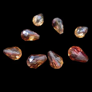 AB renk kristal şampanya rengi kristal Faceted yağmur damlası cam gözyaşı damlası 8x12mm dağınık boncuklar Diy yapma