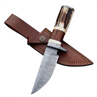 Couteaux à lame pointue en acier inoxydable avec manche en bois de cerf, couteaux professionnels de survie, de camping et de chasse, couteaux à lame pointue OEM