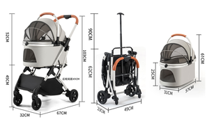Poussette pour animaux de compagnie rose argentée avec 4 roues, panier en maille respirante pour petits animaux, utilisable toute l'année - Product Image 5
