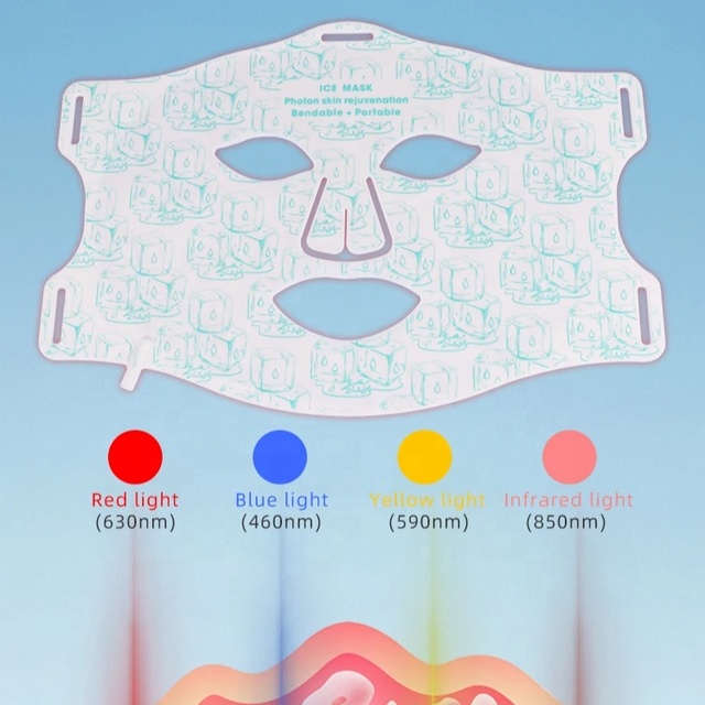 CE Certified LED Ice Therapy Beauty Mask 4 Light Modes for Collagen Boost & Dark Spot Removal