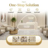 Comptoir de réception LED incurvé moderne avec logo mural rétroéclairé, contreplaqué E0 de qualité supérieure, personnalisé pour salon, hôtel, clinique