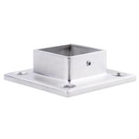 Plaque de base carrée en acier inoxydable poli satiné pour charge lourde, avec bride pour tube carré, pour montage de balustre d'escalier, quincaillerie