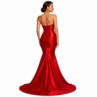 Robe sirène en satin épais 300 GSM, bustier, décolleté cœur, longueur ras du sol, pour femme, noir, pour occasions formelles, OEM ODM personnalisé, grandes tailles