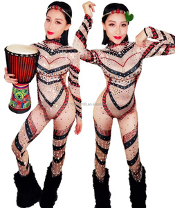 Dewy – combinaison moulante à imprimé africain, sexy, pour spectacle en boîte de nuit, <span class=keywords><strong>d</strong></span>éfilé, hôte, drag animal, bar, costumes pour femmes - Product Image 2