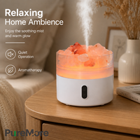 Humidificateur compact de bureau avec lampe de sel de l'Himalaya, brume silencieuse, veilleuse pour chambre à coucher, bureau, diffuseur d'arômes de table