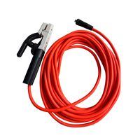 Pince de terre robuste pour soudage avec câble de soudage en cuivre orange de 3 m, pince de terre, prise DINSE, porte-électrode, mâchoire en cuivre