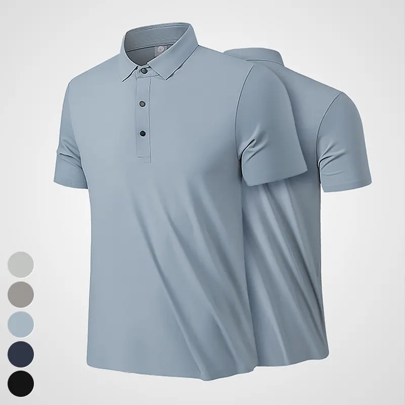 Neues Eis Seide schnell trocknend Polo-Tee Revers lässig locker atmungsaktiv Sport-T-Shirt Kurzarm Golf-Shirt Polo-Shirts für Herren