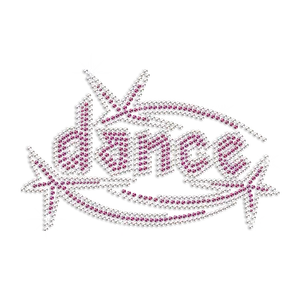 Customized Big Pink Letters Dance Iron-On Rhinestone Transfer