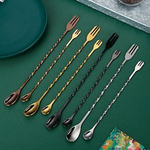 Pengaduk Minuman Custom dari Baja Anti Karat, Sendok Garpu Batang Panjang - Product Image 6