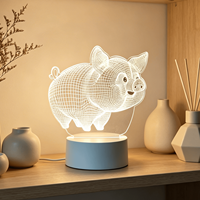 Belle Piggy 7/16 Couleur Veilleuse 3D Illusion Télécommande LED Veilleuse Pour Enfants Bébé Sommeil Veilleuse