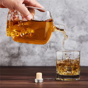 Bouteille <span class=keywords><strong>de</strong></span> <span class=keywords><strong>whisky</strong></span> <span class=keywords><strong>de</strong></span> vin en verre à haute teneur en borosilicate recyclable conception <span class=keywords><strong>de</strong></span> crâne plat pour la fête d'halloween boire nouveau couvercle <span class=keywords><strong>de</strong></span> libération inclus - Product Image 2