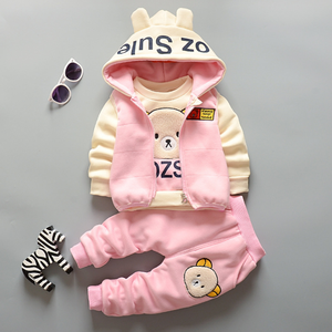 Three-piece Casual Baby <b>Vest</b> 1-4 <b>Years</b> Soft Shell Autumn Winter Unisex Clothing Sets - Product Image 2