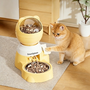 Distributeur automatique de nourriture pour animaux de compagnie avec bol en acier inoxydable, commande par pression et flux automatique, compatible avec la nourriture lyophilisée et les croquettes, distributeur anti-déversement pour chiens et chats - Product Image 1