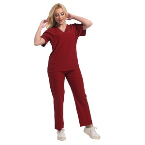 HZMNOI Women's <b>Scrub</b> Set <b>Blue</b> Short Sleeve V Neck Pants Moisture Wicking Hospital Uniforms Workwear Clothing Size S XXL - Product Image 4