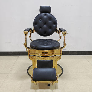 Sillón de Barbería Profesional de Cuero Negro y Blanco de Primera Calidad, Resistente, Hidráulico, Reclinable, de Lujo, Estilo Vintage para Hombres - Product Image 5