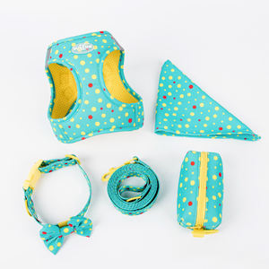 Ensemble de harnais de luxe réglable pour chien de petite taille Collier pour animal de compagnie à sublimation personnalisée avec laisse en nylon Accessoires de luxe personnalisés pour animaux de compagnie - Product Image 4