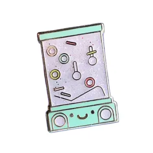 Lencana logam hitam kualitas tinggi seri Pink Gamepad konsol permainan topi bros kustom Pin Lapel mode Pin Enamel lembut