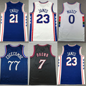 <span class=keywords><strong>Camiseta</strong></span> de <span class=keywords><strong>Baloncesto</strong></span> de Filadelfia Bordada de Alta Calidad al por Mayor # 23 <span class=keywords><strong>James</strong></span> # 7 Marrón # 21 Joel Embiid # 0 Maxey # 77 Edgecombe - Product Image 1