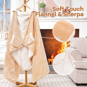 Selimut Listrik Berbahan Flanel Sherpa Berlapis dengan 6 Pengaturan Panas, Mati Otomatis 2-10 Jam, Kantong Kaki, Lengan, Dapat Dipakai - Product Image 5