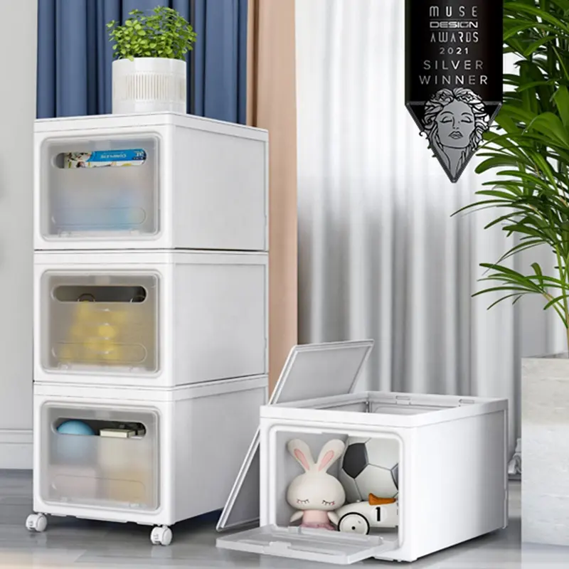 Boîte de rangement murale Portable, boîtes de rangement en plastique avec verrou et roues sûrs pour armoire