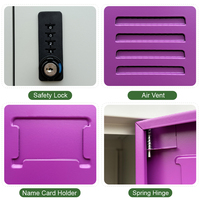 Armario de Almacenamiento de Acero Resistente, Armario Metálico de 9 Puertas con Cerradura de Llave y Ventilación, Personalizado para Escuelas, Gimnasios y Oficinas