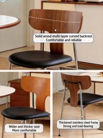 Chaise de salle à manger moderne de style mid-century, courbée |   Siège rembourré avec pieds en acier inoxydable, durable, pour salle à manger, salon, hôtel