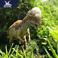 Statue de dinosaure animatronique grandeur nature personnalisable Dino Park en métal et éponge souple pour exposition en intérieur/extérieur dans un parc d'attractions