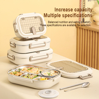 Boîte à lunch Bento isotherme en acier inoxydable 304, plus de 3 compartiments, écologique, capacité 1-2L, anti-fuite, compatible micro-ondes