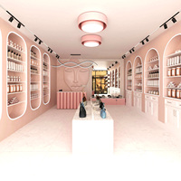 Mostrador de Recepción Moderno para Salón de Belleza en Color Rosa con Nichos Arqueados, Diseño Interior Personalizado para Salón, Solución Completa para Tiendas