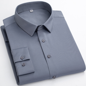 Nouvelle chemise de bureau formelle pour hommes couleur unie chemise habillée formelle élasticité sans fer facile à prendre en charge affaires - Product Image 5