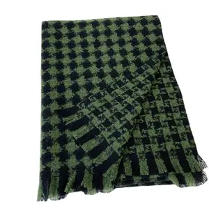 European and American designers Black and white grid Color skipping stripe plaid scarf for women