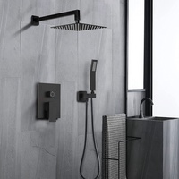 Ensemble de douche robinets de salle de bains muraux noirs kits en laiton de luxe ensemble de douche pluie pluie mitigeur ensemble de robinets de douche muraux